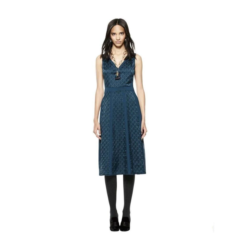 Tory Burch Hadley A-Line Dress, Deep Sea Blue Silk, Slvls., NWOT, Sz. 6